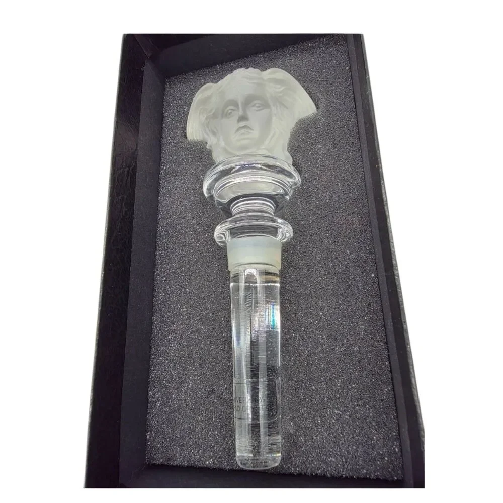 Rosenthal Versace Medusa  Frosted Crystal Bottle Stopper! Brand New